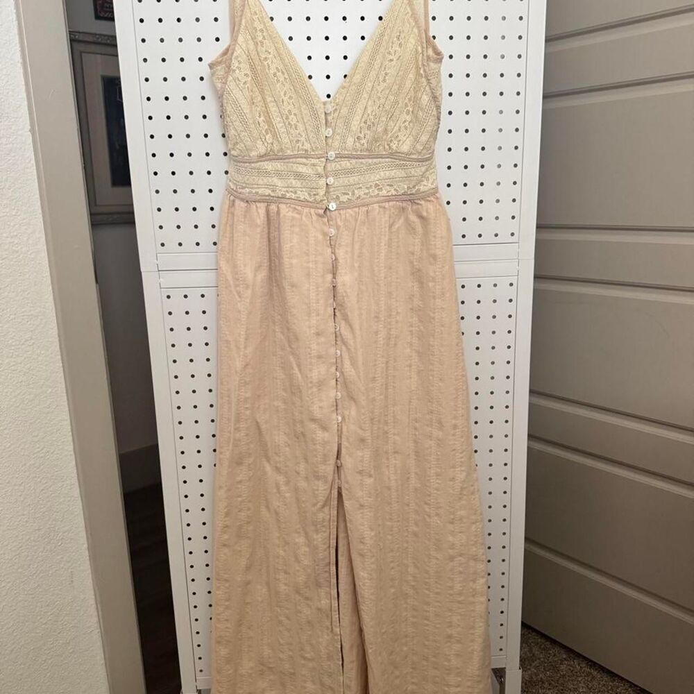 Dress Forum Lace Button Front Maxi Dress Cream Medium